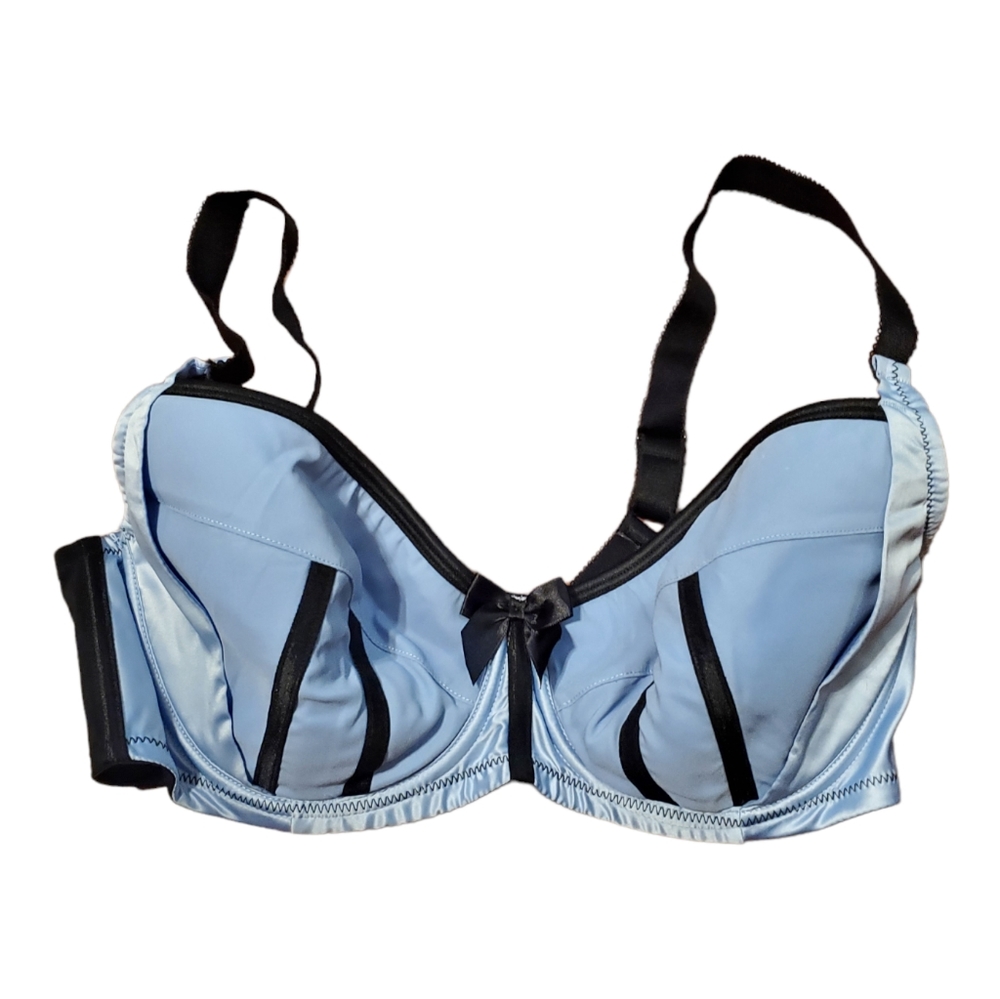 Parfait 36G Blue Black Trim Wire Bra Pinup Style